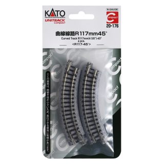N 117mm (4 5/8") Radius 45º Curve Track [4pcs]