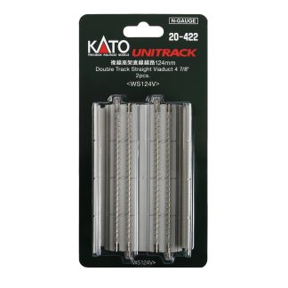 N Concrete-Slab Double Track Straight Viaduct Track 124mm (2 pcs)