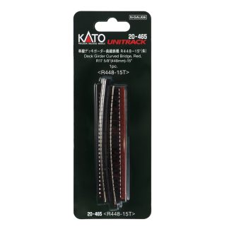 N Single Curve Girder Bridge, Red - 448mm (17.6") Radius 15º